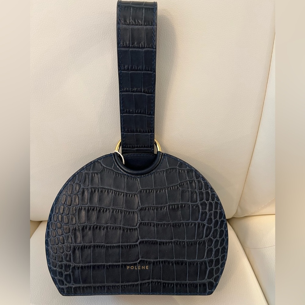 Polene number six clutch/wristlet bag - Crocodile print